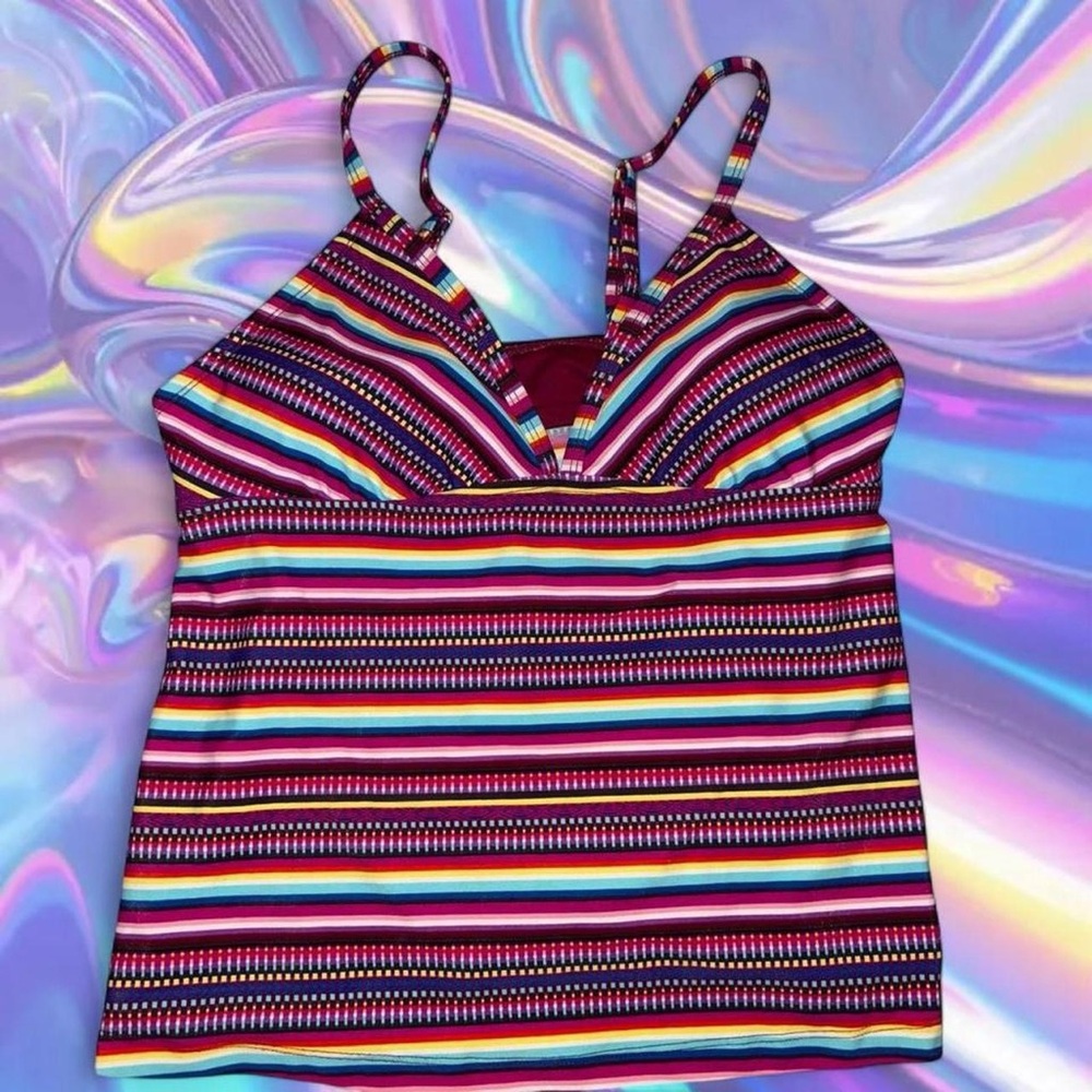2016 mossimo striped babydoll tankini top, sz md. no flaws!